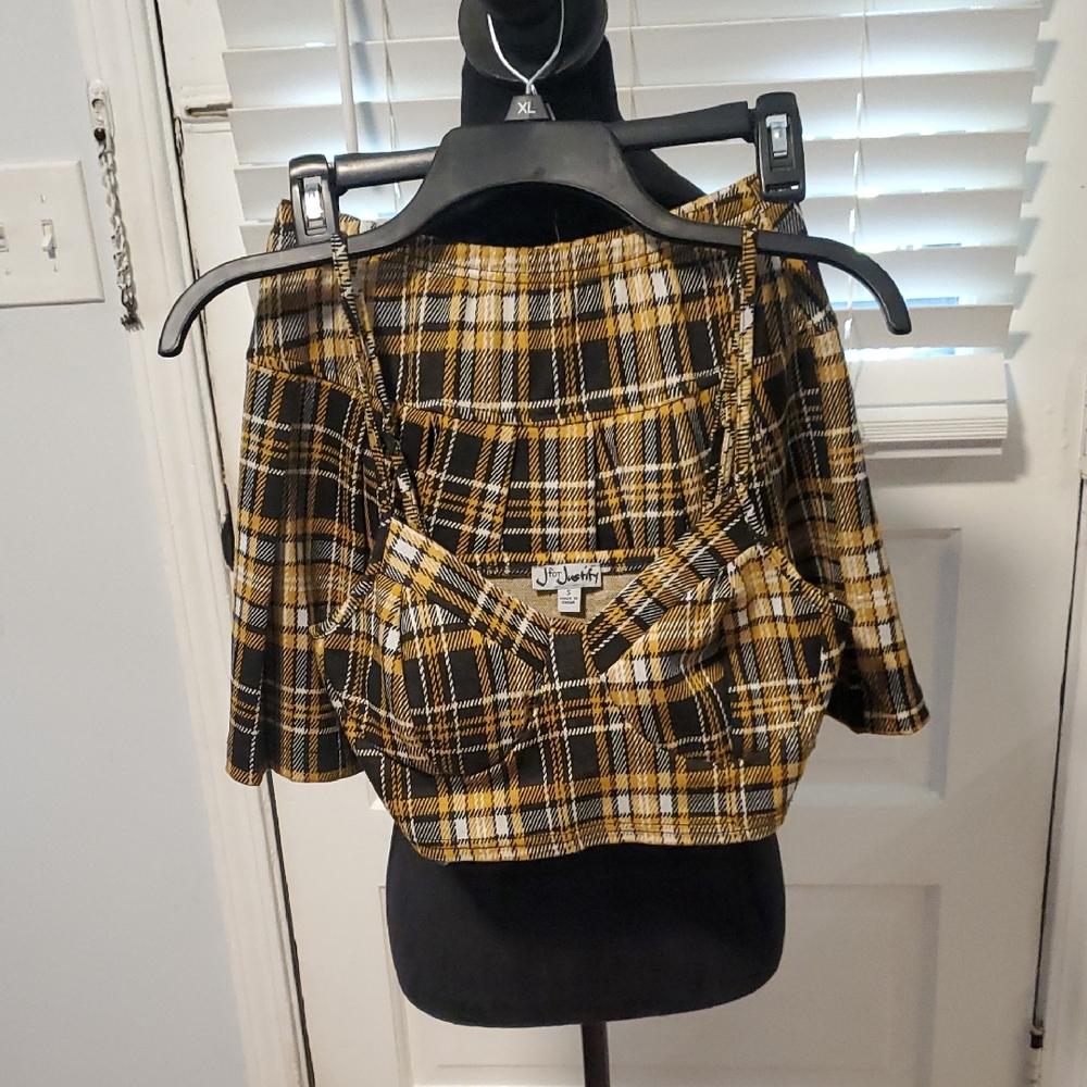 J for Justify Plaid Top and Skirt Set in Yellow and Black